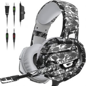 Gaming Headset with Microphone, Gaming Headphones Stereo 7.1 Surround Sound PS4 Headset 50mm Drivers, 3.5mm Audio Jack Over Ear Headphones Wired…