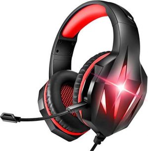HIOEPR Gaming Headset, J5 Gaming Headphones with Microphone for PC Laptop, 50mm Drivers Over Ear Headphones for PS4PS5 Xbox One S Mac, Surround…