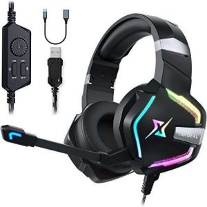 Targeal 7.1 Surround Sound PC Gaming Headset for PS5 PS4 Switch Laptop Mac Tablet Mobile, Over Ear Wired USB Gaming Headphone with Omni-Directional…