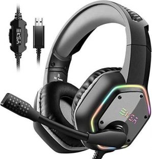 EKSA E1000 USB Gaming Headset for PC – Computer Headphones with Microphone/Mic Noise Cancelling, 7.1 Surround Sound Wired Headset&RGB Light -…