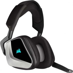 Corsair VOID RGB ELITE Wireless Premium Gaming Headset with 7.1 Surround Sound, Silver Edition (Microfiber Mesh Fabric, Omnidirectional Microphone,…