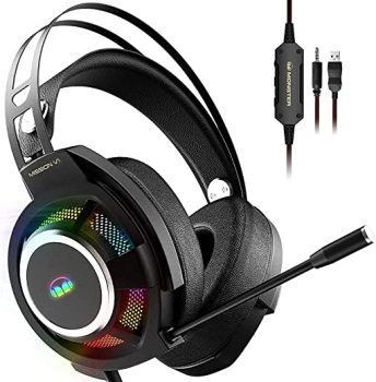 Monster Mission V1 Gaming Headset, Over-Ear Gaming Headphone with Noise Cancelling Mic, Surround Sound Stereo, Adaptive Suspension Head Beam,…