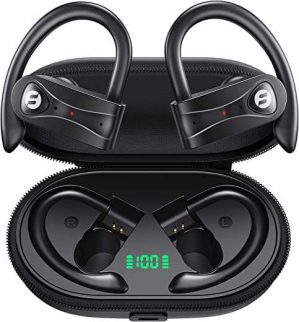 Bluetooth Headphones with 4 Mics Clear Call Stereo Sound Wireless Earbuds 60Hrs Playtime with Wireless Charging Case Over Ear Earphones LED Digital…