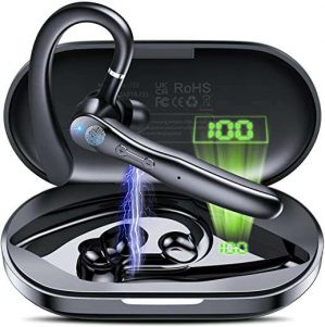 Csasan Bluetooth Headset V5.3, 20H Talk Single-Ear Bluetooth Earpiece with Dual ENC Noise Canceling Microphone, LED Display, IP7 Waterproof…