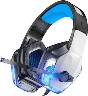 BENGOO V-4 Gaming Headset for Xbox One, PS4, PC, Controller, Noise Cancelling Over Ear Headphones with Mic, LED Light Bass Surround Soft Memory…