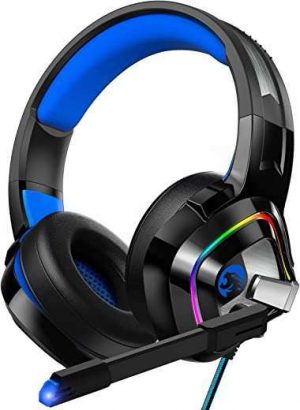 ZIUMIER Gaming Headset PS4 Headset, Xbox One Headset with Noise Canceling Mic and RGB Light, PC Headset with Stereo Surround Sound, Over-Ear…