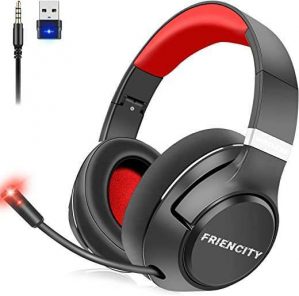 Friencity Wireless Gaming Headset for PS4, PS5, PC, Switch, 3D Surrounding Sound, Over-Ear 2.4G Bluetooth Headphones w/Noise Canceling Mic for…