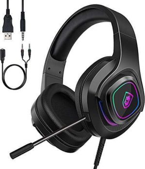 KOLMAX G900 Gaming Headset for Xbox One PS4 PS5 PC,Over-Ear Gaming Headphones with Noise Cancelling Mic,Stereo Surround Sound & RGB LED Light…