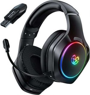 Tatybo 5.8G Wireless Gaming Headset with Detachable Mic for PC PS4 PS5 Mac Switch, 7.1 Surround Sound, Bluetooth Headset